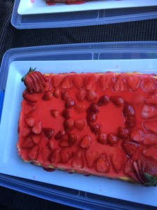 topping of strawberries & glaze